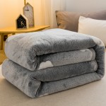 Small Throw Blanket 135x200cm, Fleece in Grey with Minimal Art