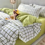 Joven Green Soft Polyester Fabric Duvet Cover with Pillowcases and Bedsheet