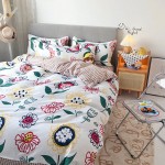Big Flower Soft Polyester Fabric Double Duvet Cover with Pillowcases and Bedsheet