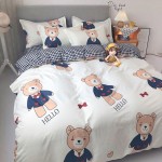 Hello Teddy Soft Polyester Fabric Duvet Cover with Pillowcases and Bedsheet