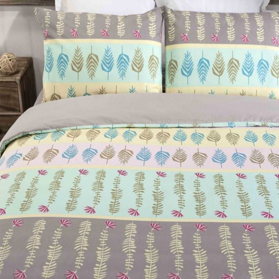 Double Bed Duvet Cover with Pillowcases Fern design