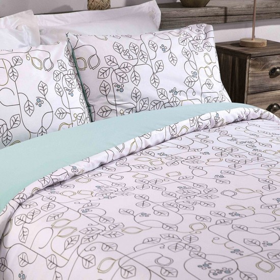 Double Bed Duvet Cover with Pillowcases Leaf Maze
