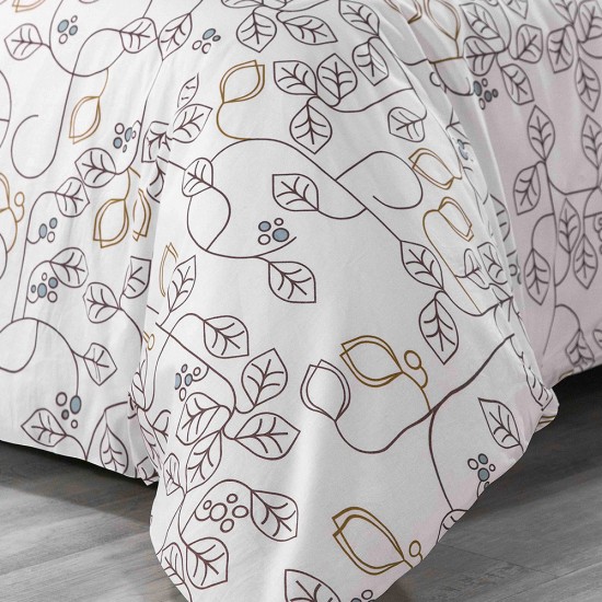 Double Bed Duvet Cover with Pillowcases Leaf Maze