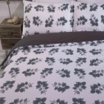 Double Bed Duvet Cover with Pillowcases Monochrome Leaf 