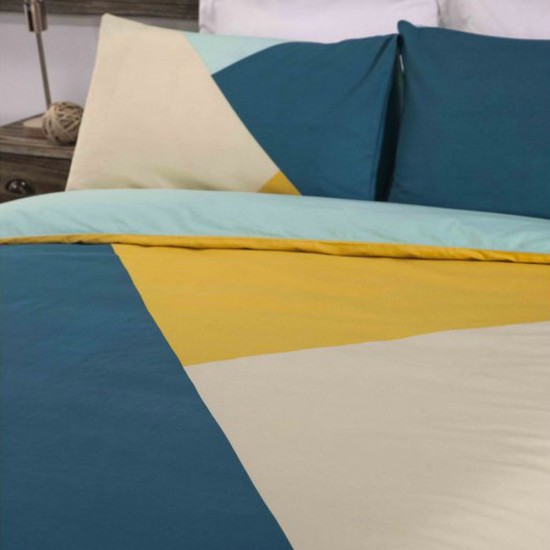 Double Bed Duvet Cover with Pillowcases Triangle Tints