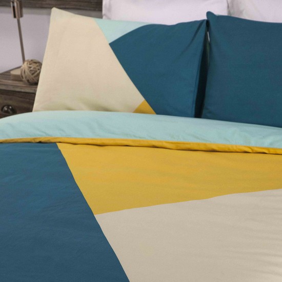 Double Bed Duvet Cover with Pillowcases Triangle Tints