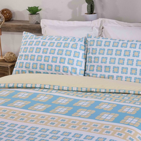Double Bed Duvet Cover with Pillowcases Vintage Tile